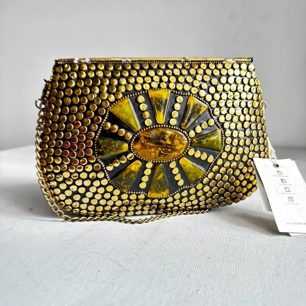 Antik Kraft Metal Studded Detail Small Crossbody Purse bag